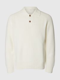 UZUN KOLLU TRIKO POLO ÖRGÜ POLO TIŞÖRT, Egret, highres