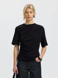 KISA KOLLU TIŞÖRT, Black, highres