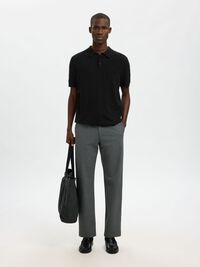KNITTED POLO SHIRT, Black, highres