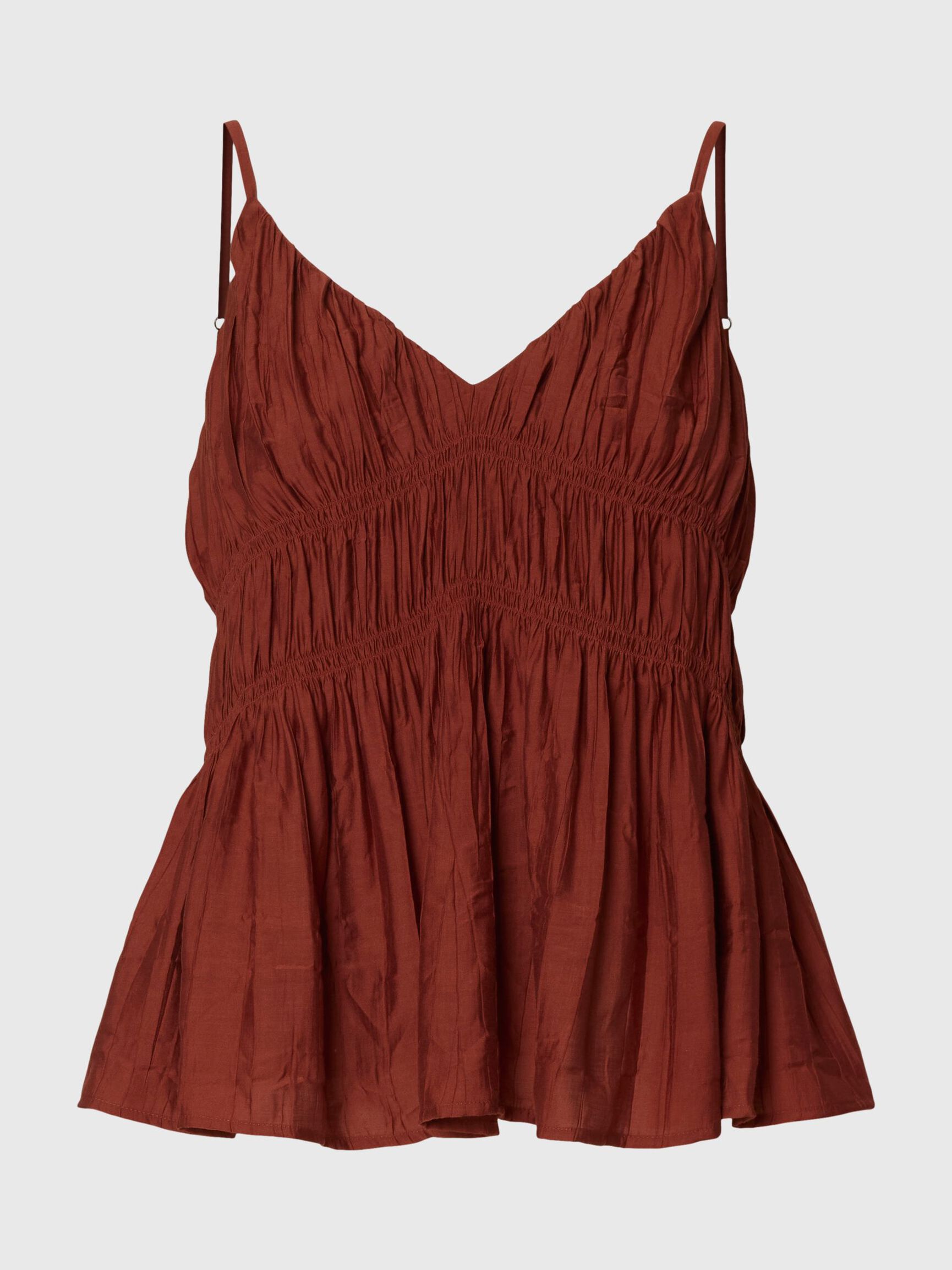 V-NECK SPAGHETTI STRAP TOP, Cherry Mahogany, highres