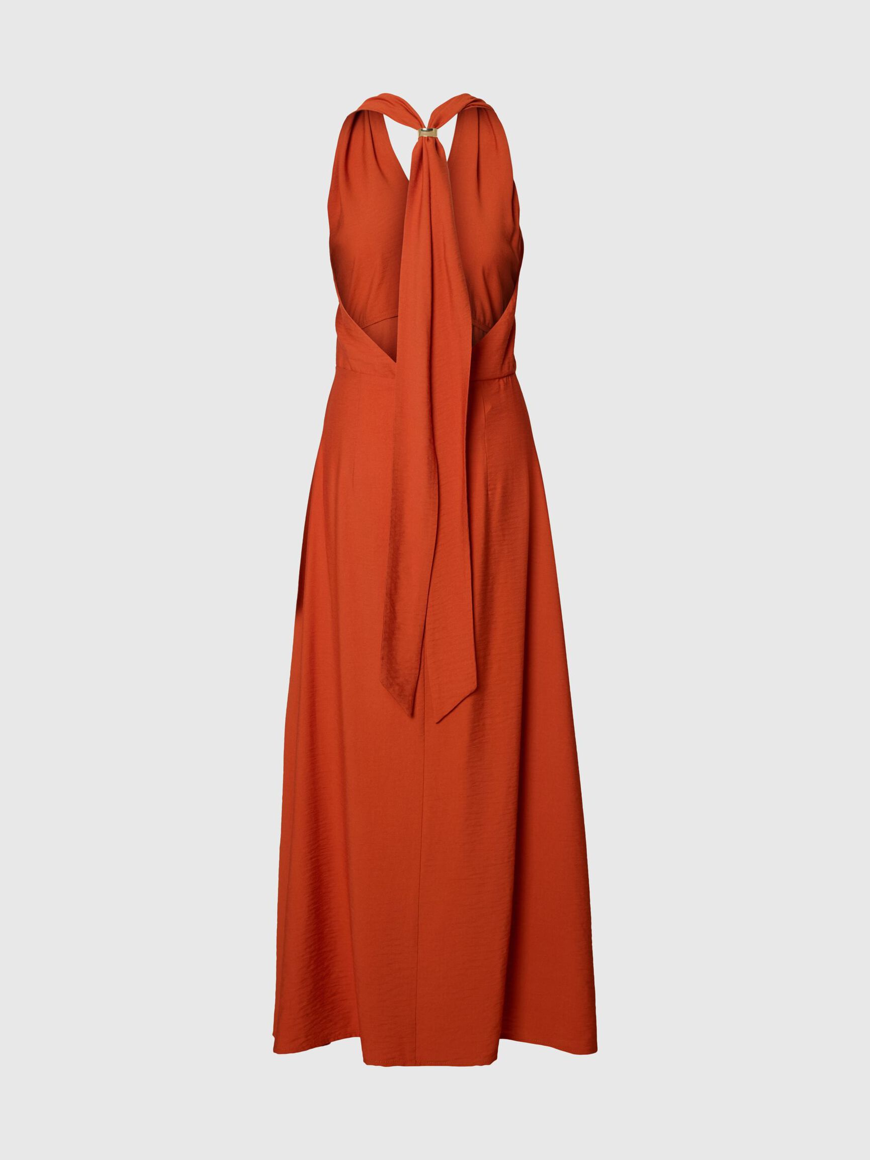 HALTER YAKA ELBISE MAXI ELBISE, Potters Clay, highres
