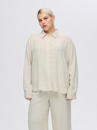 VISCOSE BLEND SHIRT, Sandshell, highres