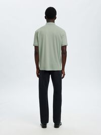 SHORT SLEEVED KNITTED POLO SHIRT, Aqua Gray, highres