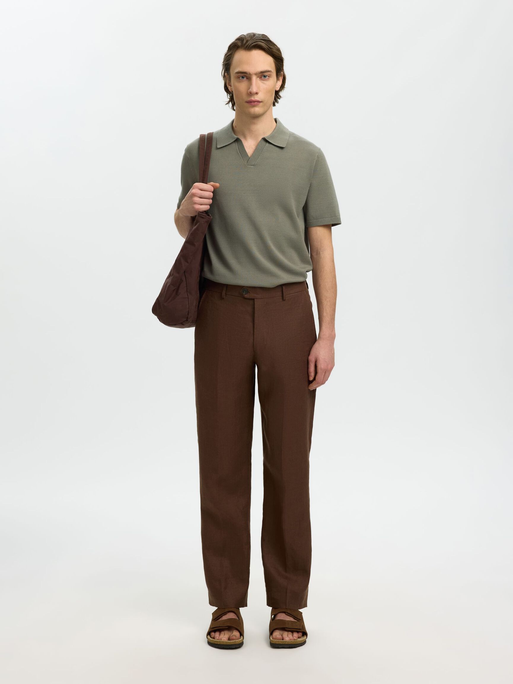 KNITTED KNITTED POLO SHIRT, Vetiver, highres