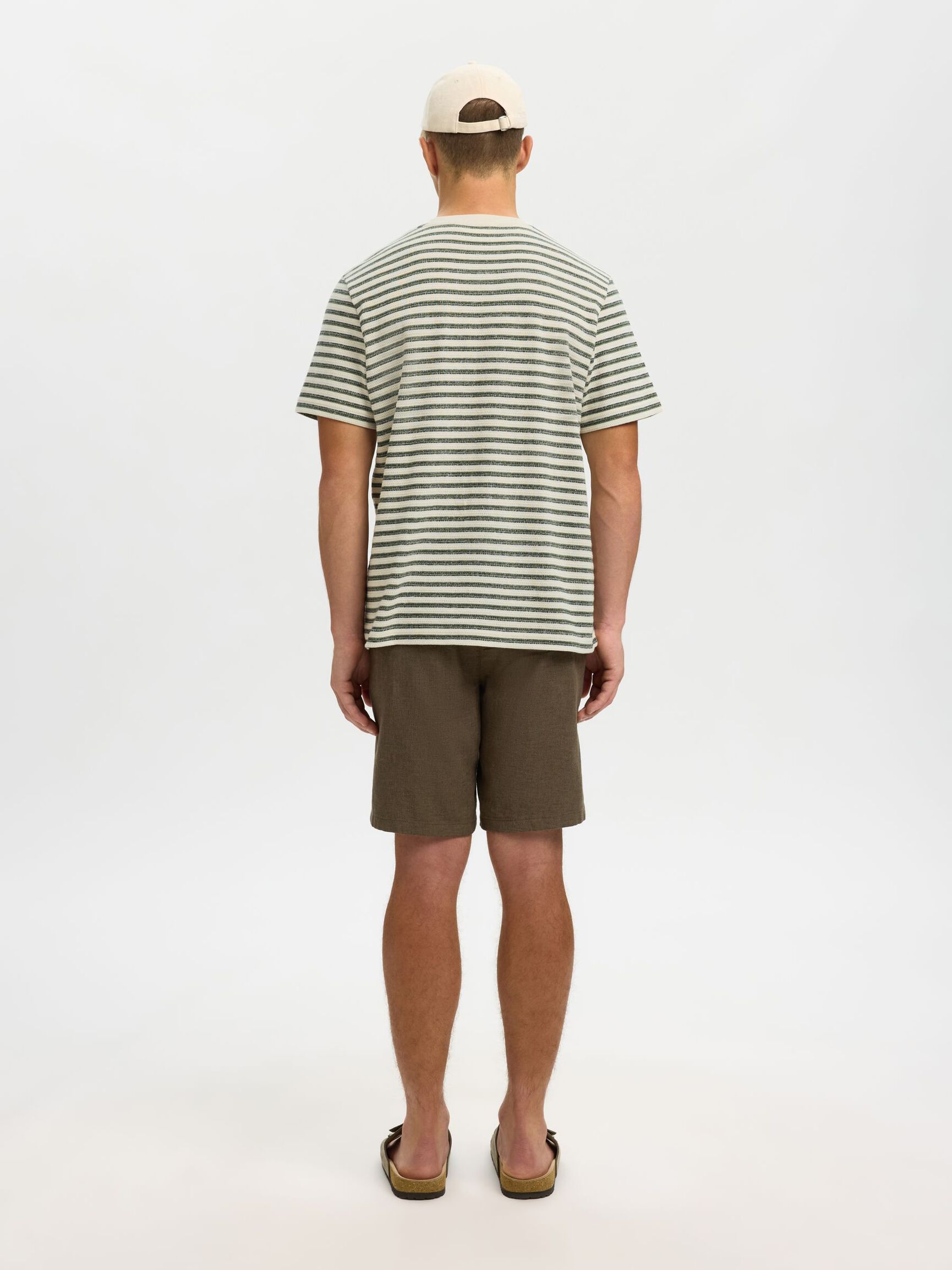 STRIPED CREWNECK T-SHIRT, Egret, highres