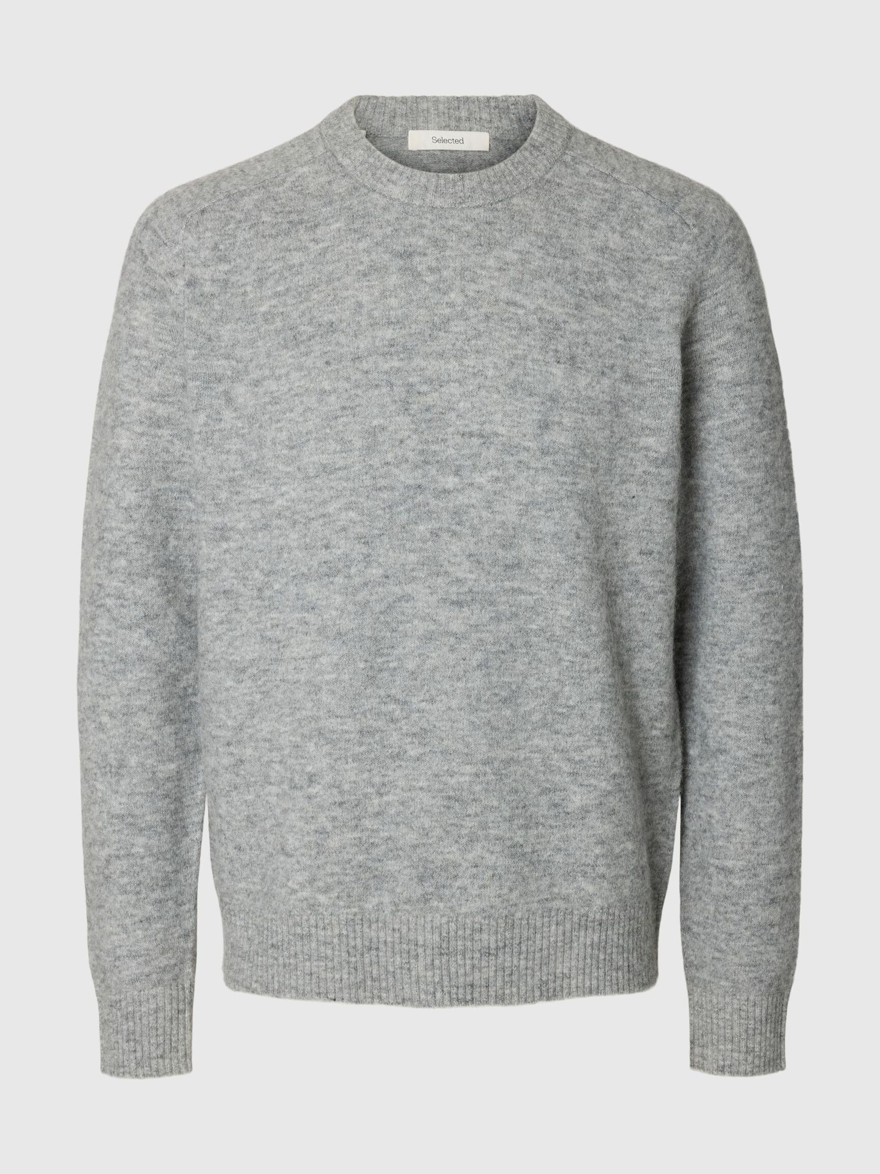 BISIKLET YAKA KAZAK, Light Grey Melange, highres