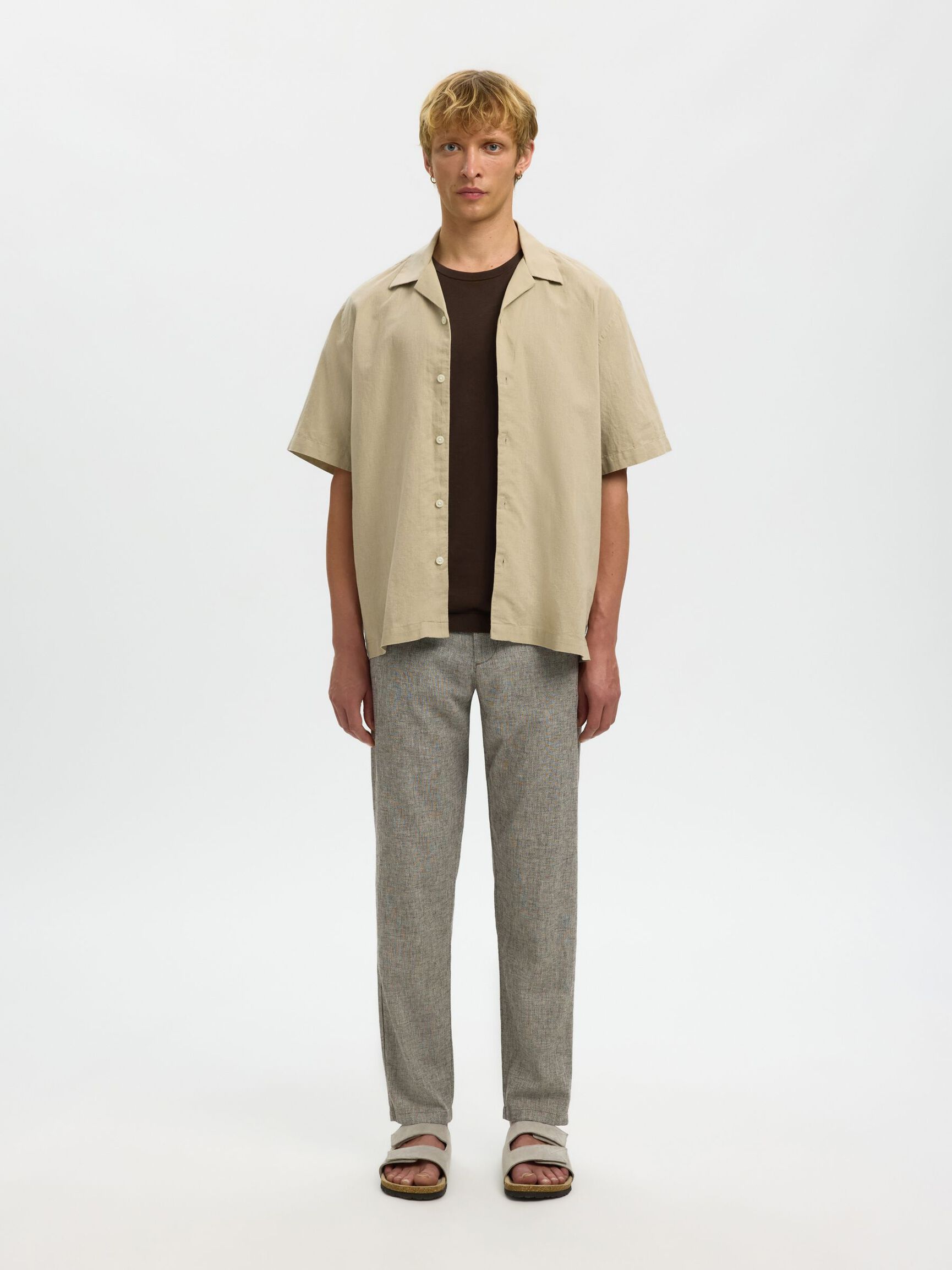 SLIM TAPERED LINEN BLEND TROUSERS, Delicioso, highres