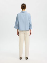 OVERSIZED 3/4 SLEEVED SHIRT, Cashmere Blue, highres