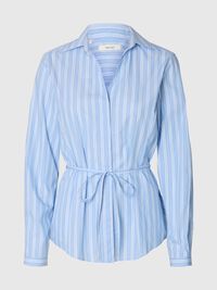 BAĞLAMA DETAYLI POPLIN GÖMLEK UZUN KOLLU GÖMLEK, Cashmere Blue, highres