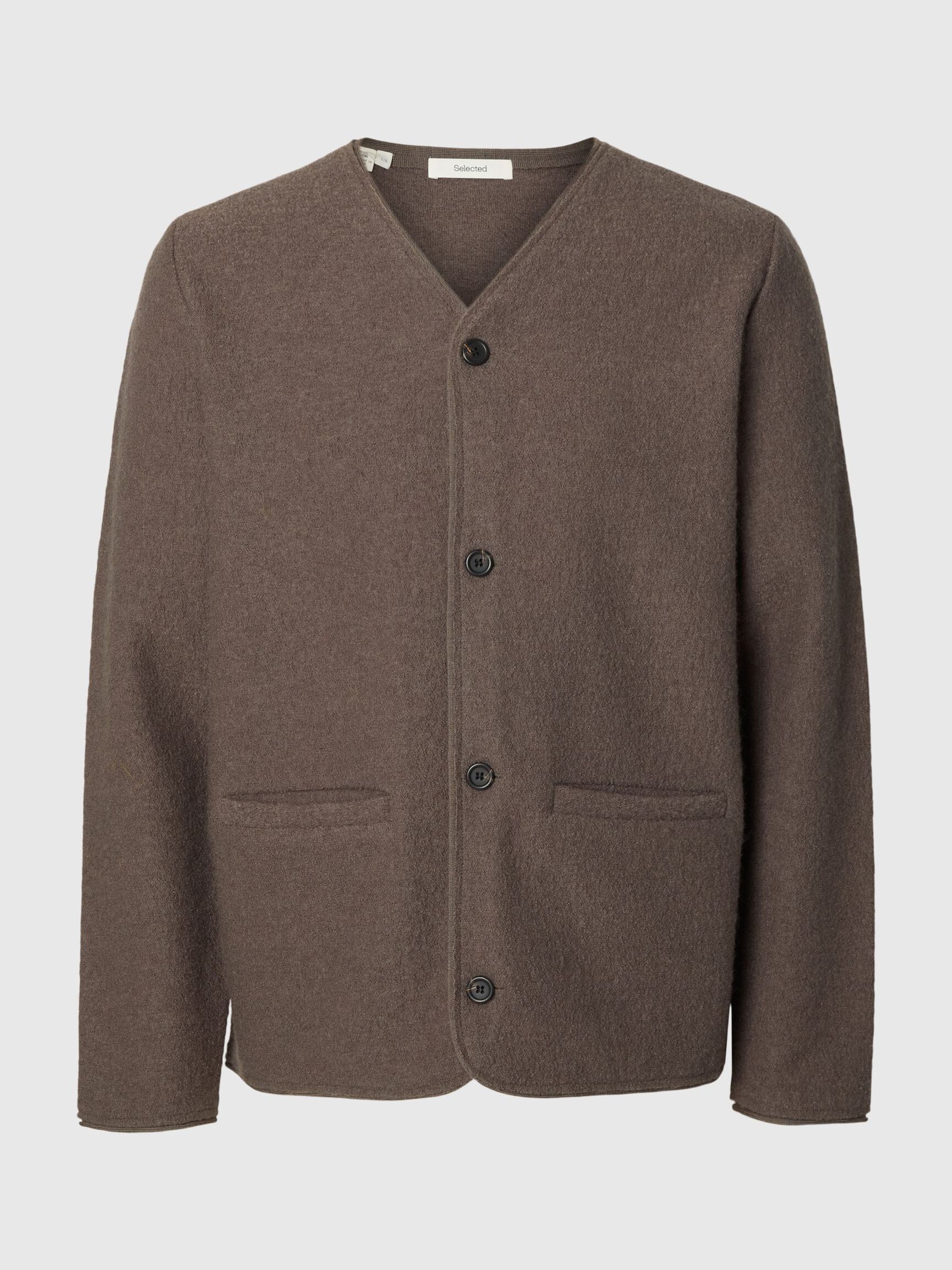 WOOL CARDIGAN, Morel, highres