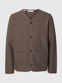 WOOL CARDIGAN, Morel, highres