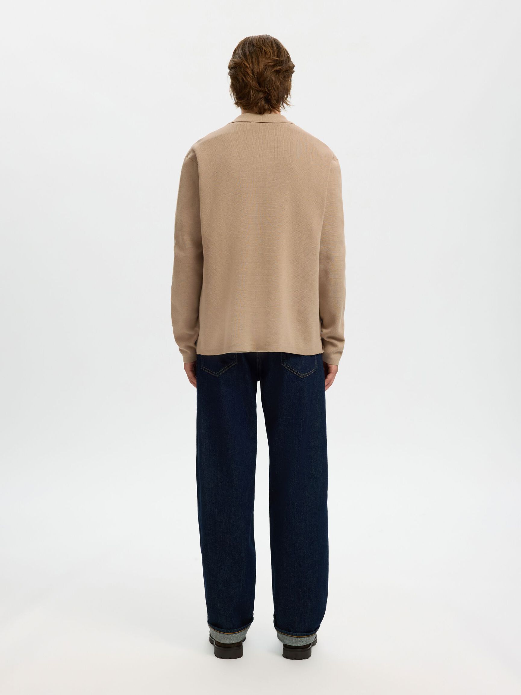 RELAXED FIT KNITTED CARDIGAN, Savannah Tan, highres