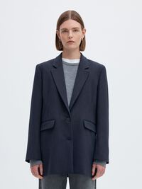 VISCOSE BLEND OVERSIZED BLAZER, Dark Sapphire, highres