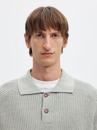 UZUN KOLLU TRIKO POLO ÖRGÜ POLO TIŞÖRT, Light Grey Melange, highres