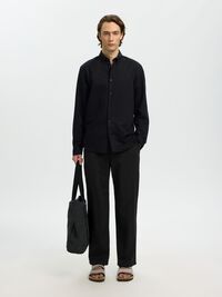 220 LOOSE FIT LINEN-BLEND TROUSERS, Black, highres