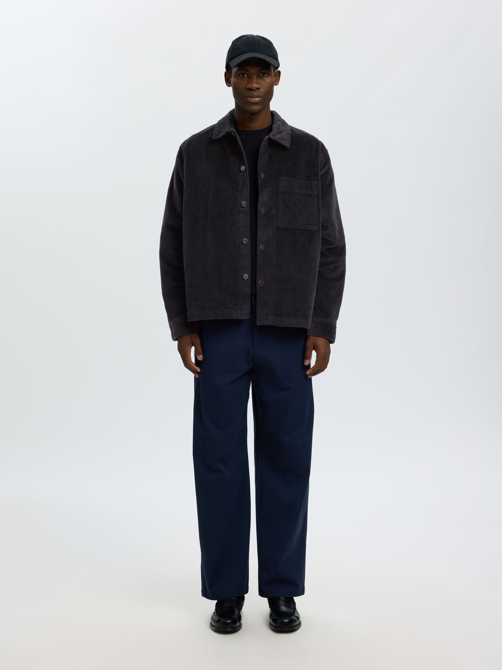 CORDUROY SHIRT, Black, highres