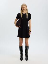 KISA KOLLU MINI ELBISE, Black, highres