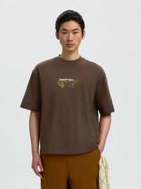 RELAXED FIT BISIKLET YAKA TIŞÖRT, Turkish Coffee, highres