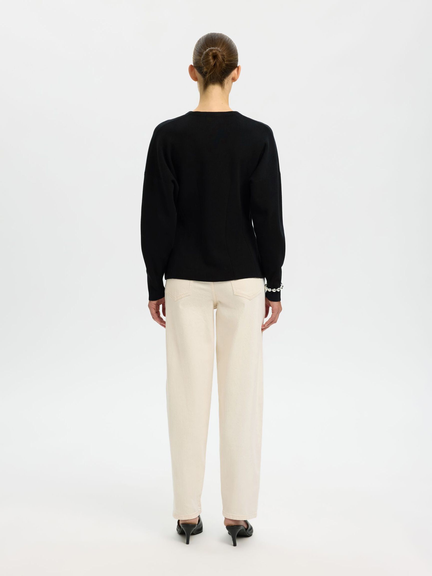 COTTON CARDIGAN, Black, highres