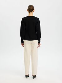 COTTON CARDIGAN, Black, highres