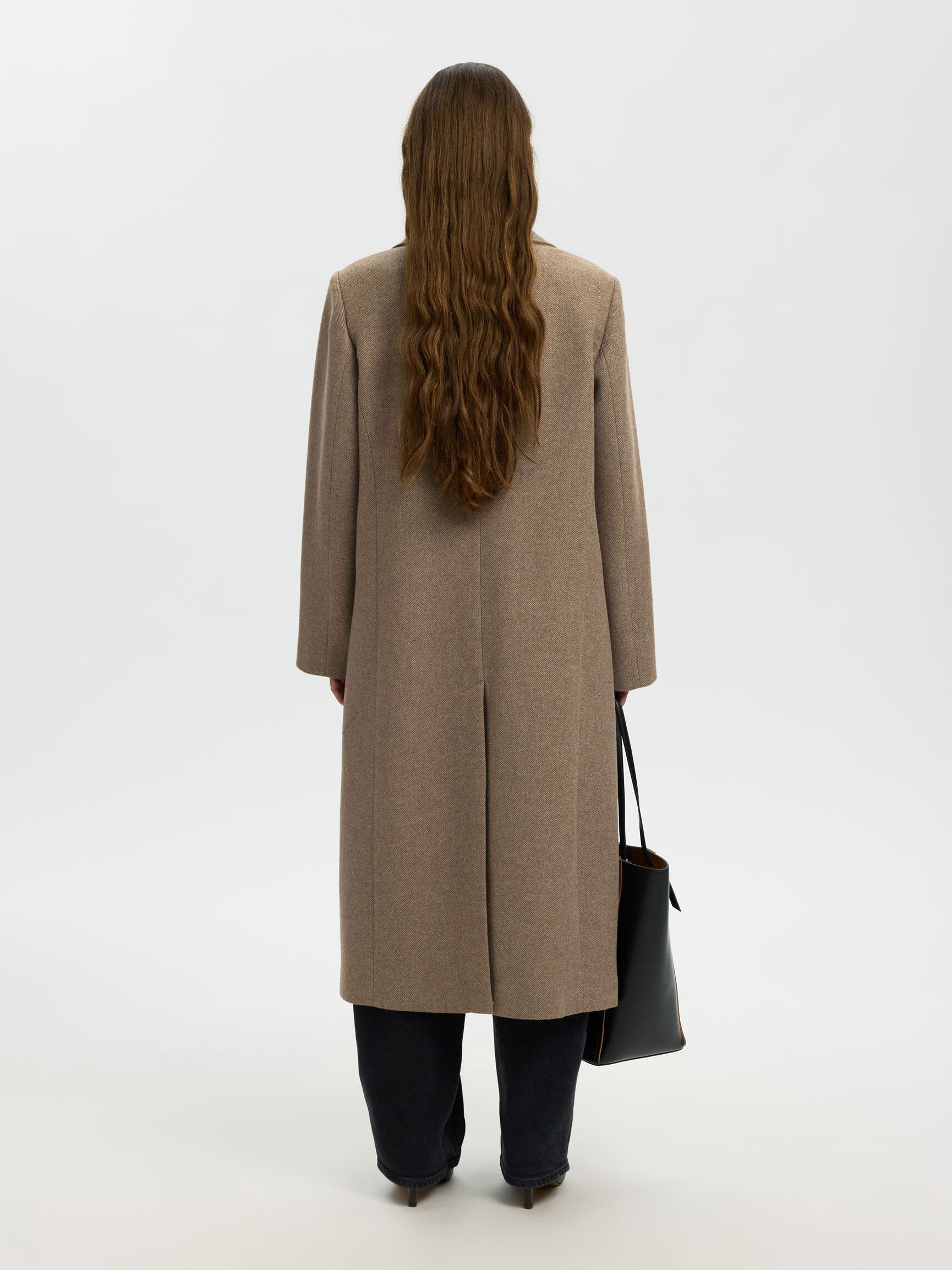 WOOL BLEND COAT, Chocolate Chip, highres