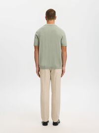SHORT SLEEVED KNITTED POLO SHIRT, Aqua Gray, highres