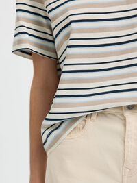 STRIPED BOXY FIT T-SHIRT, Cashmere Blue, highres
