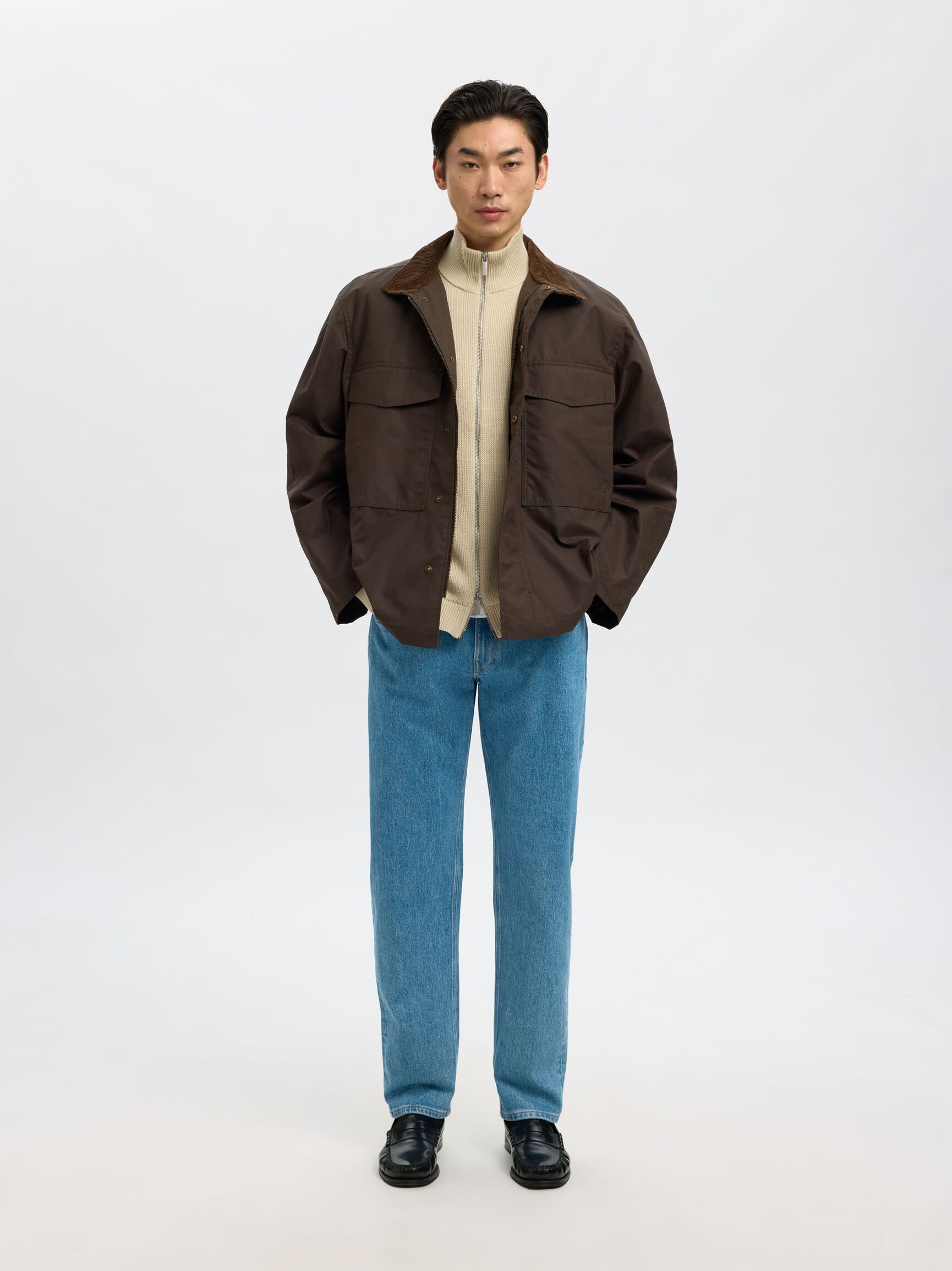 ZIPPED HIGH NECK PULLOVER, Oatmeal, highres