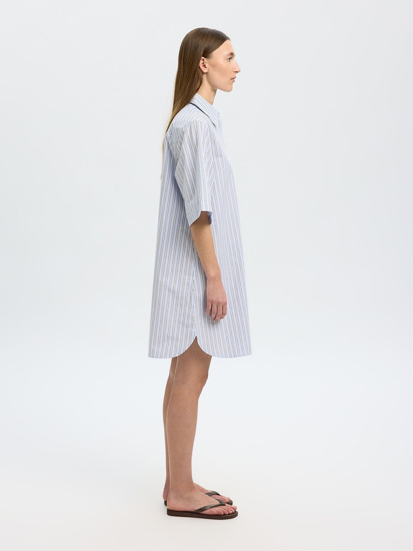 COTTON SHIRT DRESS, Cashmere Blue, highres
