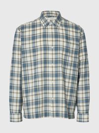 COTTON CHECKED SHIRT, Egret, highres