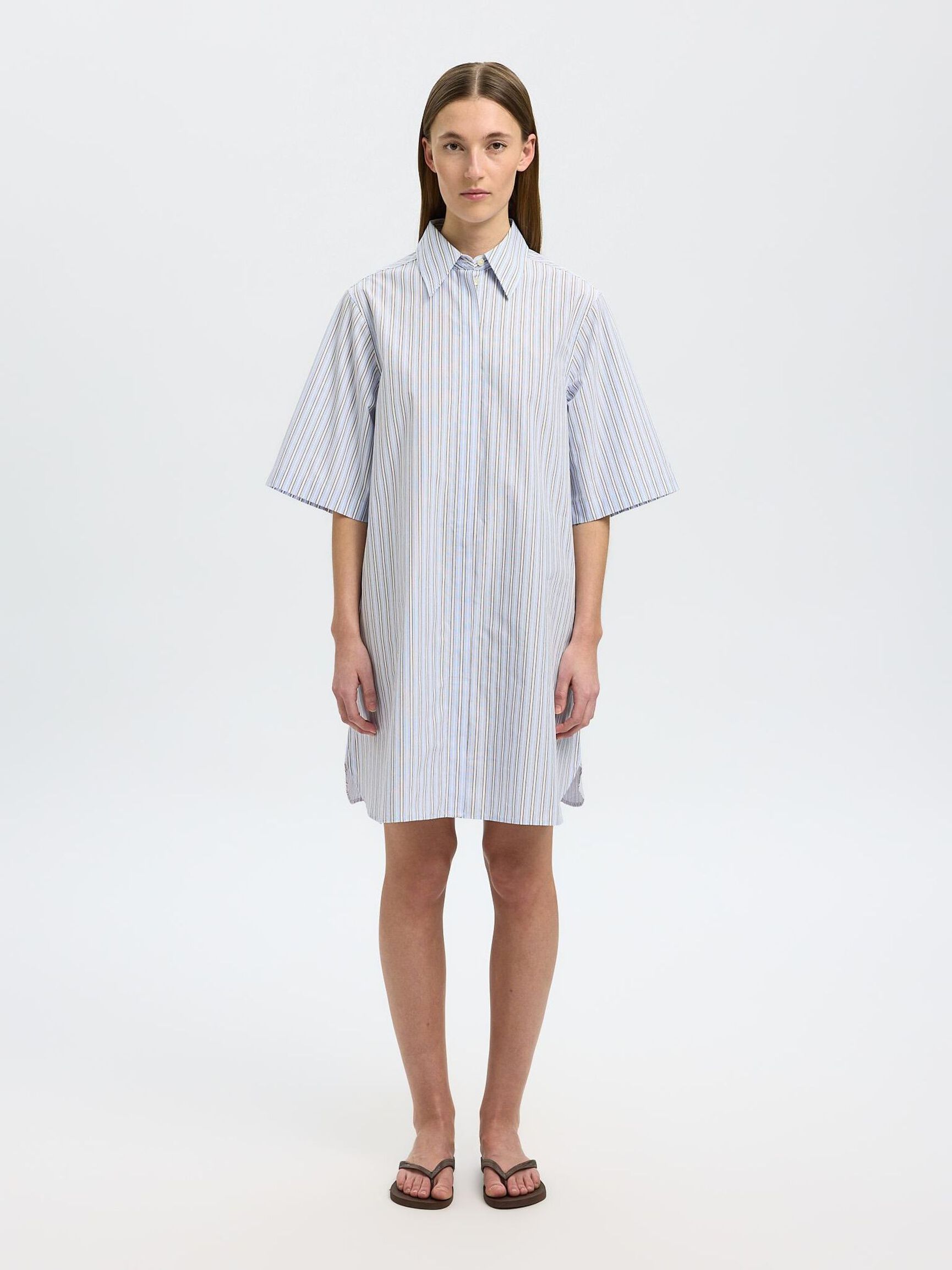 COTTON SHIRT DRESS, Cashmere Blue, highres