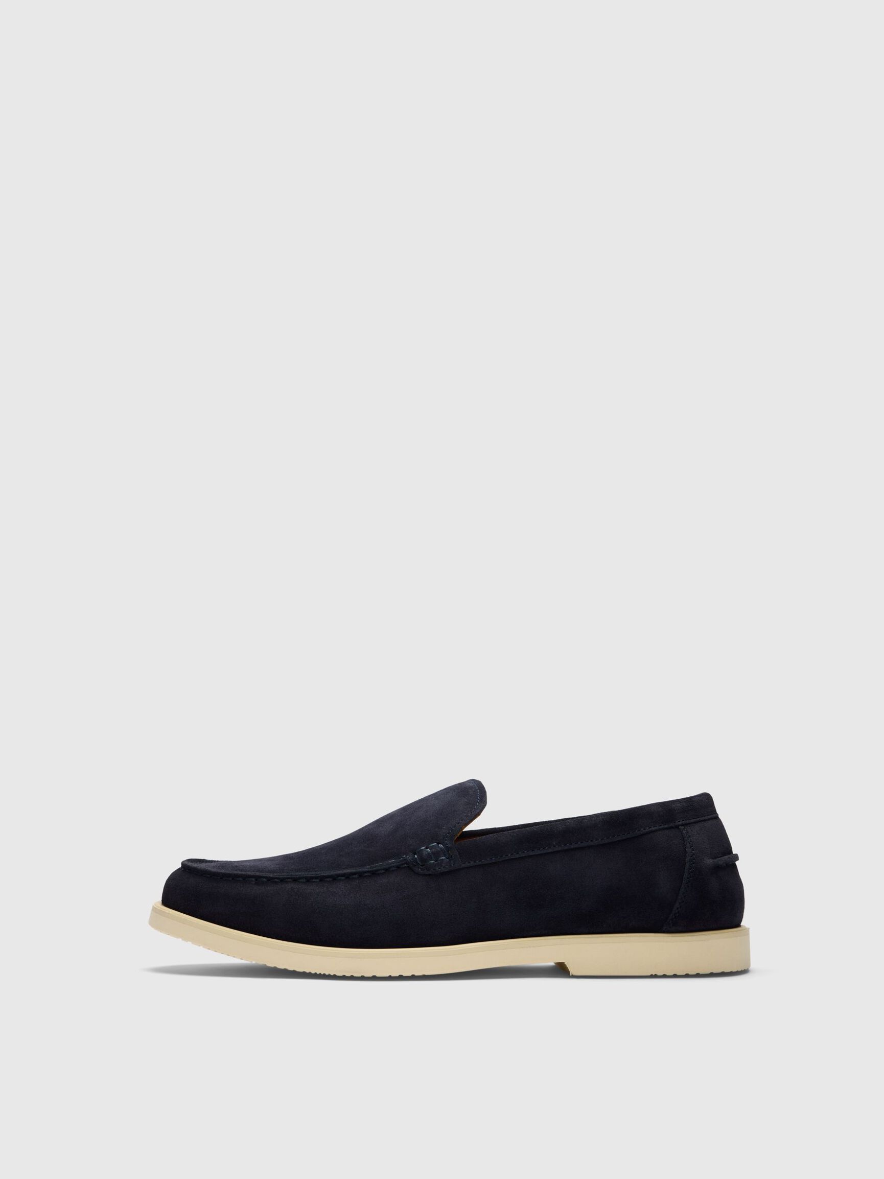 SLIP ON SUEDE LOAFERS, Dark Navy, highres