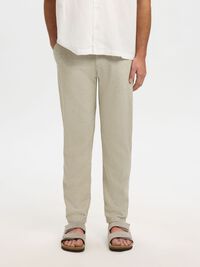 SLIM TAPERED LINEN BLEND TROUSERS, Vetiver, highres