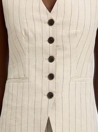 SLIM FIT KETEN KARIŞIMLI YELEK YELEK, White Pepper, highres