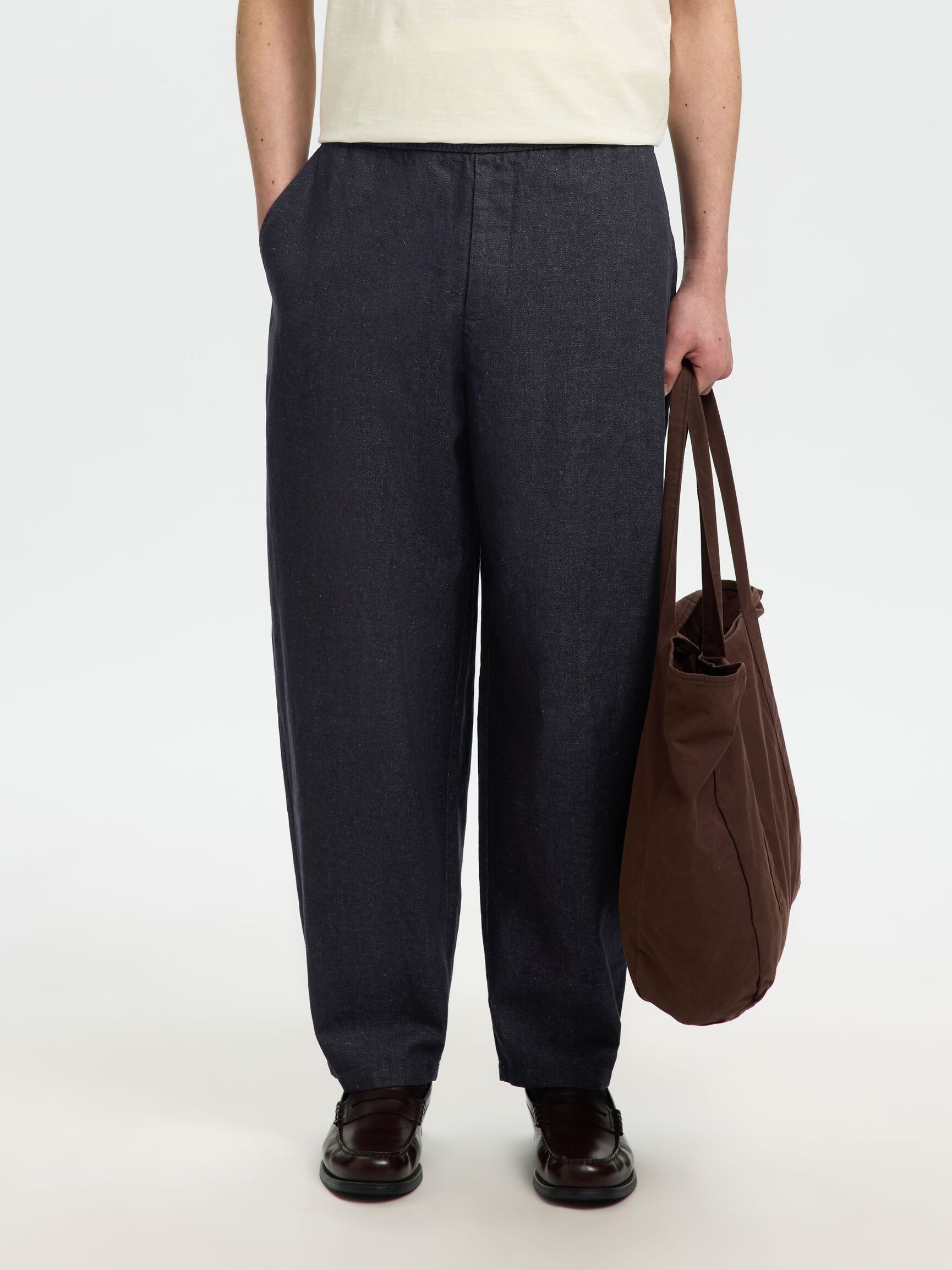 BARREL KETEN KARIŞIMLI PANTOLON FIÇI KESIM PANTOLON, Dark Navy, highres