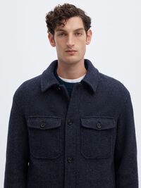 WOOL BLEND SHACKET, Sky Captain, highres