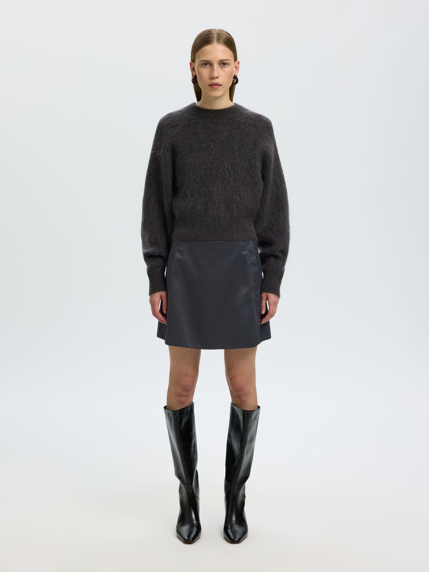 MOHAIR BLEND PULLOVER, Asphalt, highres