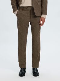 SLIM FIT YÜN PANTOLON, Medium Brown Melange, highres