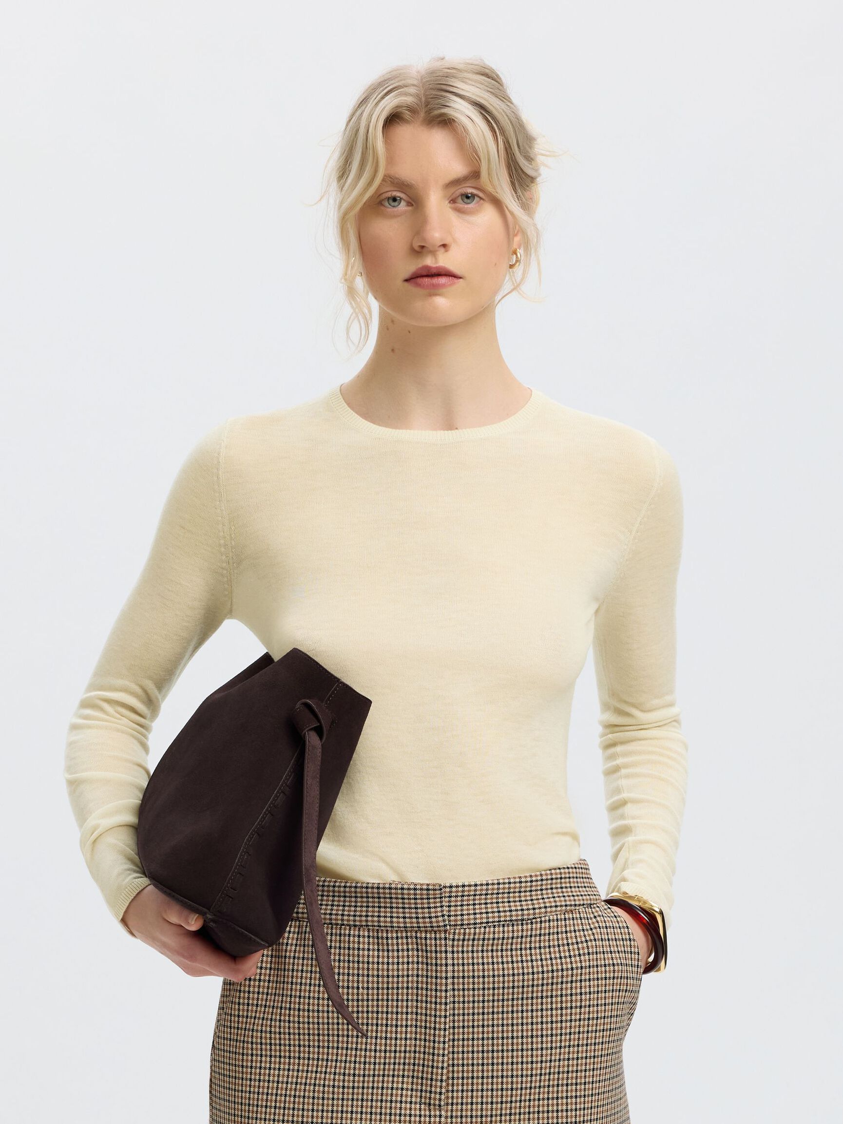 100% MERINO WOOL PULLOVER, Birch, highres