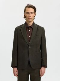 REGULAR FIT KETEN BLAZER BLAZER, Peat, highres