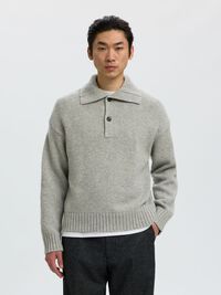 POLO YAKA TRIKO ÖRGÜ POLO TIŞÖRT, Light Grey Melange, highres