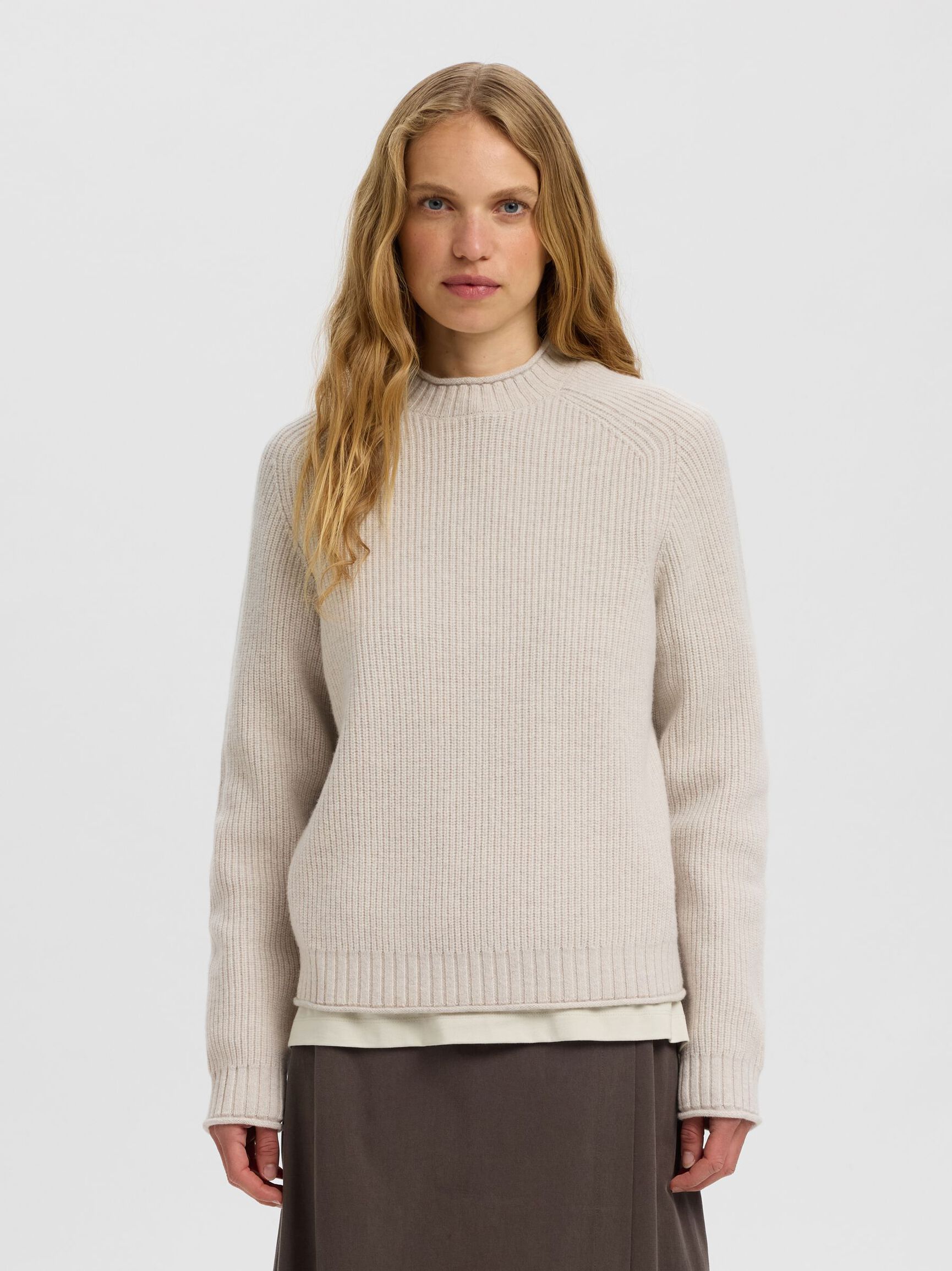 WOOL PULLOVER, Silver Birch, highres