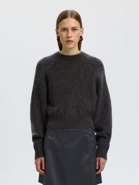 MOHAIR BLEND PULLOVER, Asphalt, highres