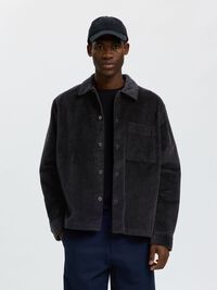 CORDUROY SHIRT, Black, highres
