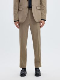 WOVEN WOOL BLEND TROUSERS, Sand, highres