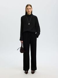 YÜKSEK YAKA UZUN KOLLU BLUZ, Black, highres