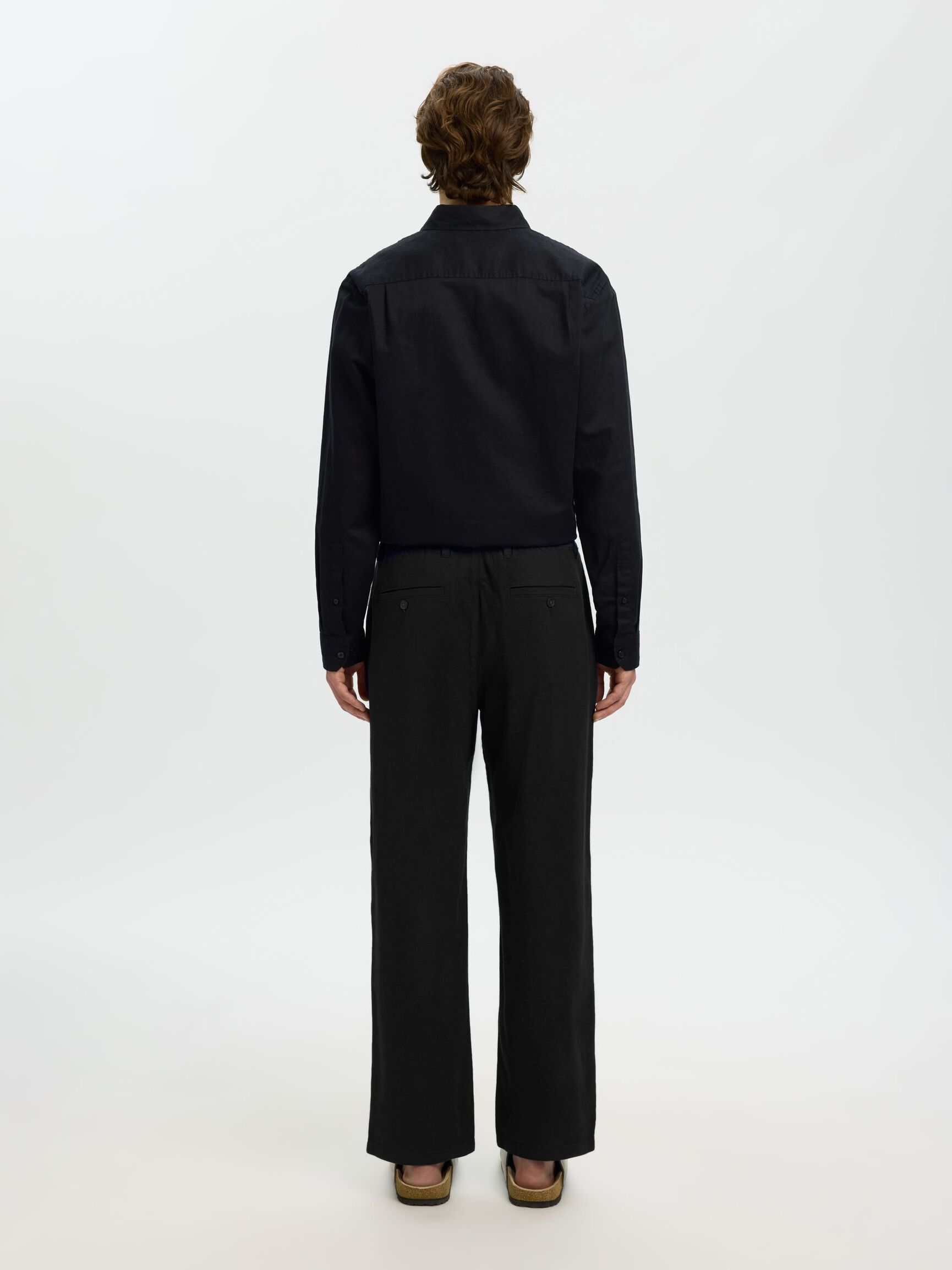 220 LOOSE FIT LINEN-BLEND TROUSERS, Black, highres