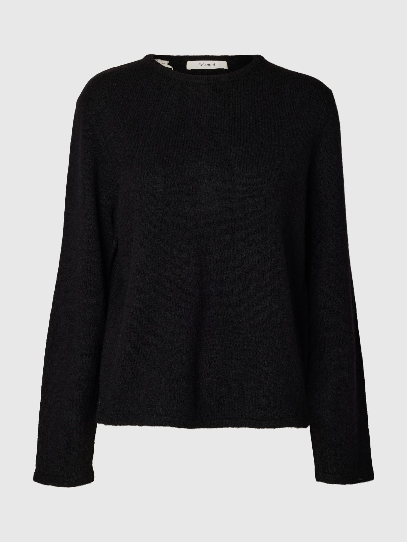 WOOL BLEND KNITTED PULLOVER, Black, highres