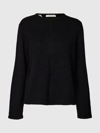 WOOL BLEND KNITTED PULLOVER, Black, highres