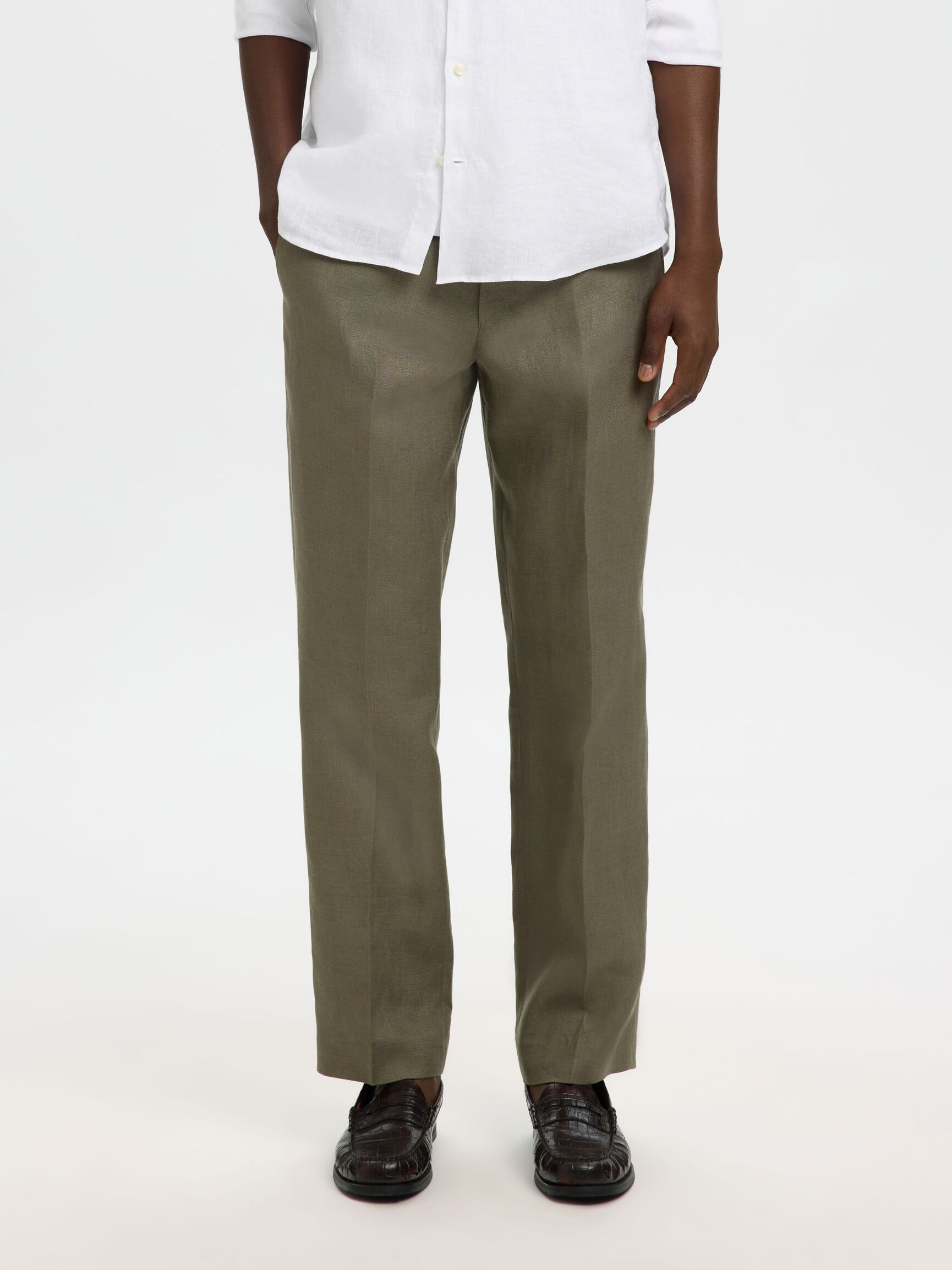 KETEN PANTOLON, Olive Green, highres